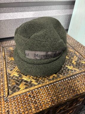 Marmot Olive Green Fleece Bucket Hat with Black Trim